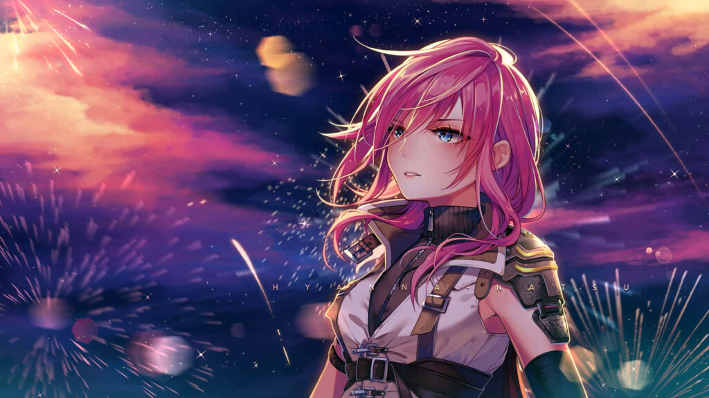 Stunning Lightning Wallpaper: Fireworks & Night Sky - FF XIII Art