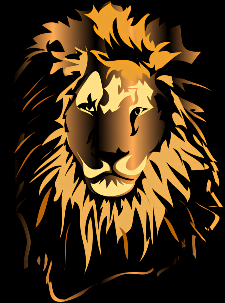 Majestic Lion Wallpaper: Artistic Gold & Brown Gradient Design