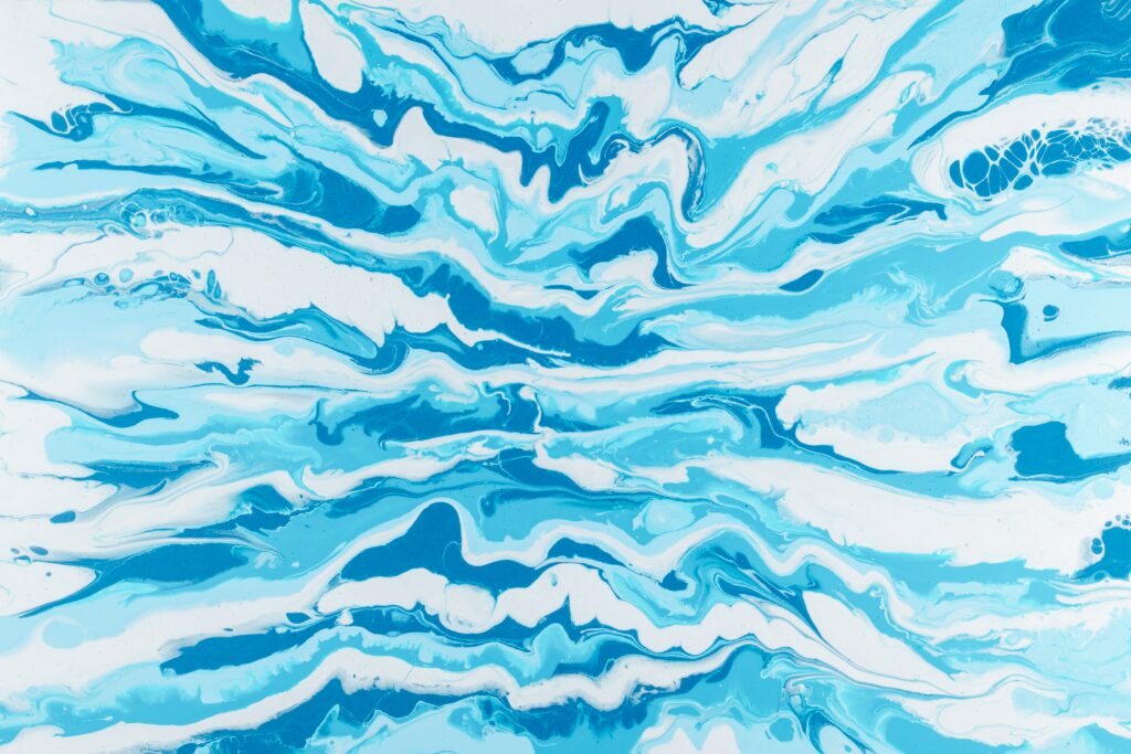 Mesmerizing Blue and White Liquid Paint Abstract Wallpaper Background