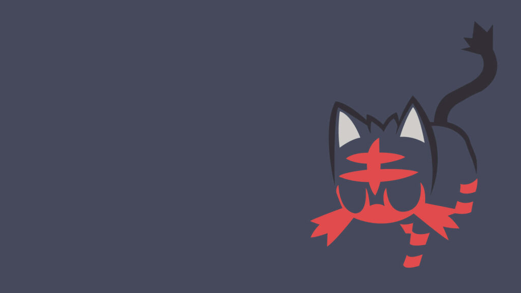 Vibrant Litten Minimalist Wallpaper on Dark Blue Background