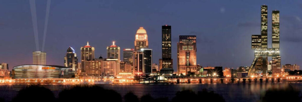 Vibrant Louisville Night View Wallpaper: Stunning Skyline Reflections