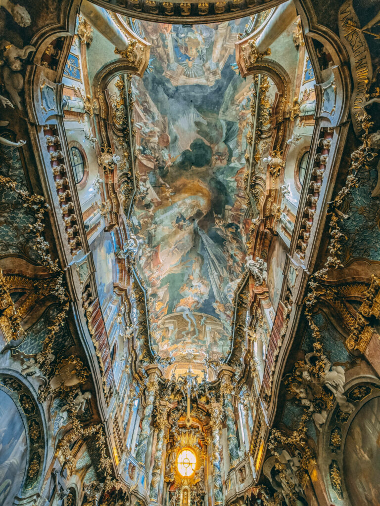 Intricate Renaissance Ceiling Art Wallpaper Background in Germany