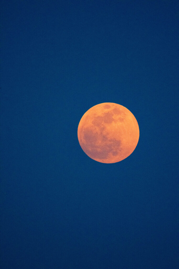 Lunar Eclipse Wallpaper: Stunning Red Moon in Deep Blue Sky