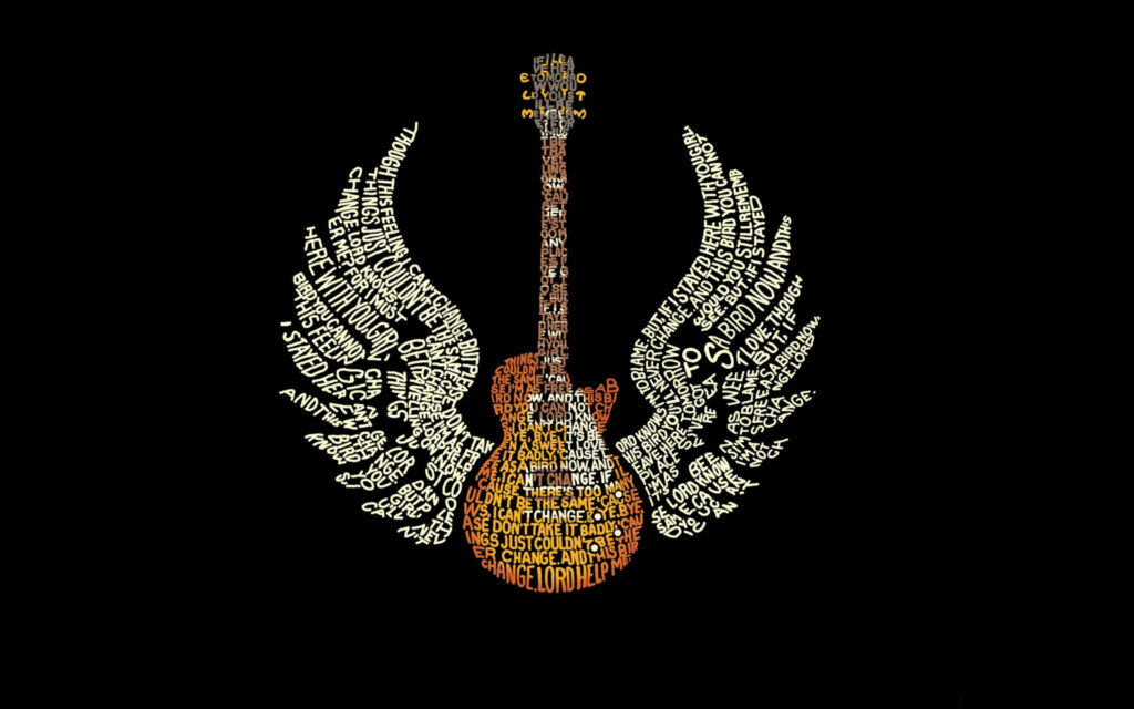 Free Bird Typography Wallpaper: Guitar & Wings Inspired by Lynyrd Skynyrd