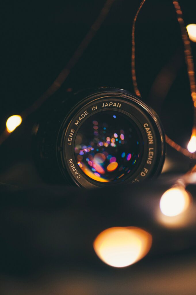 Stunning Macro Camera Lens Wallpaper with Colorful Bokeh Effects