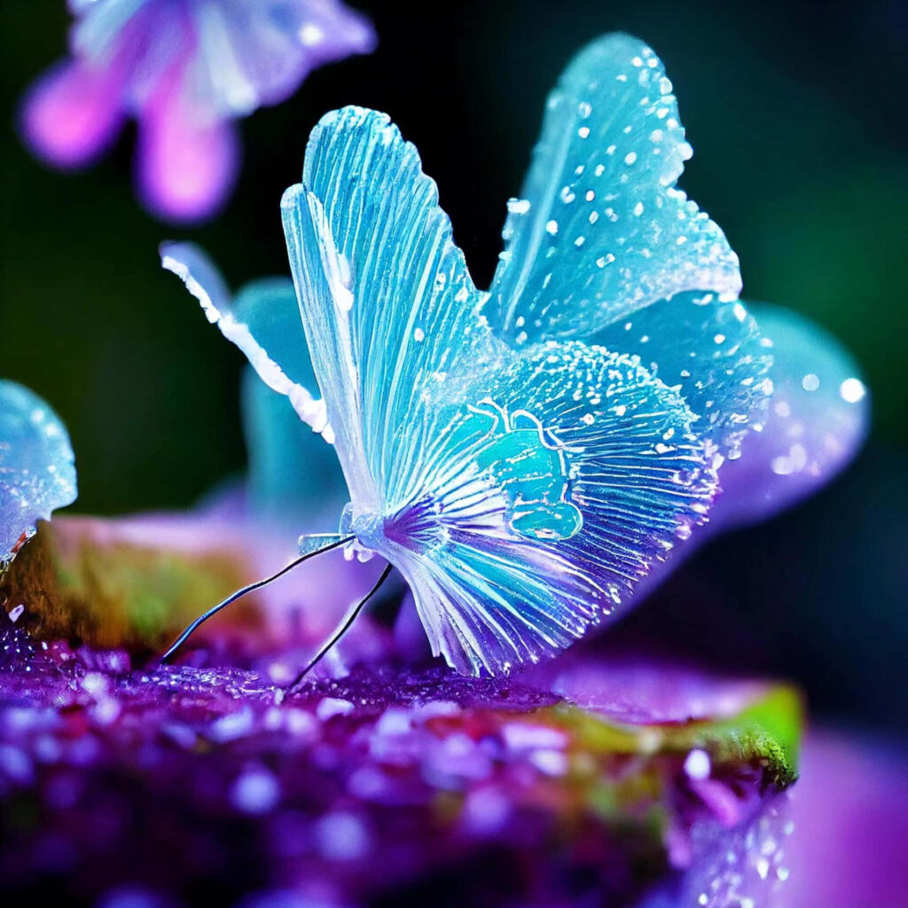Translucent Butterfly Macro Shot: Vivid Flower Wallpaper Background