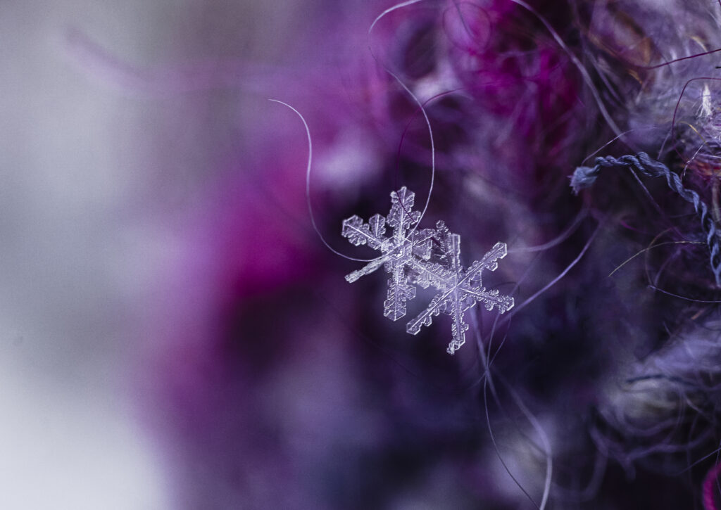 Stunning Macro Wallpaper: Delicate Snowflakes & Ice Crystals on Purple Pink