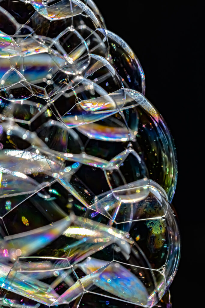 Stunning Macro Wallpaper of Transparent Bubbles with Colorful Reflections
