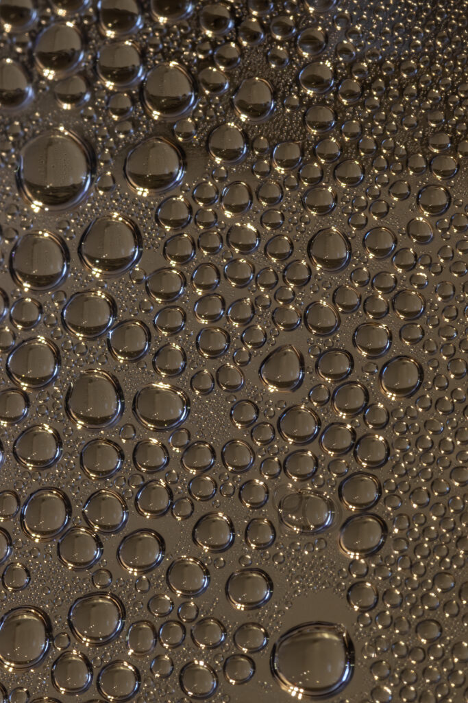 Intricate Macro Water Droplets on Glass - Gray Wallpaper Background
