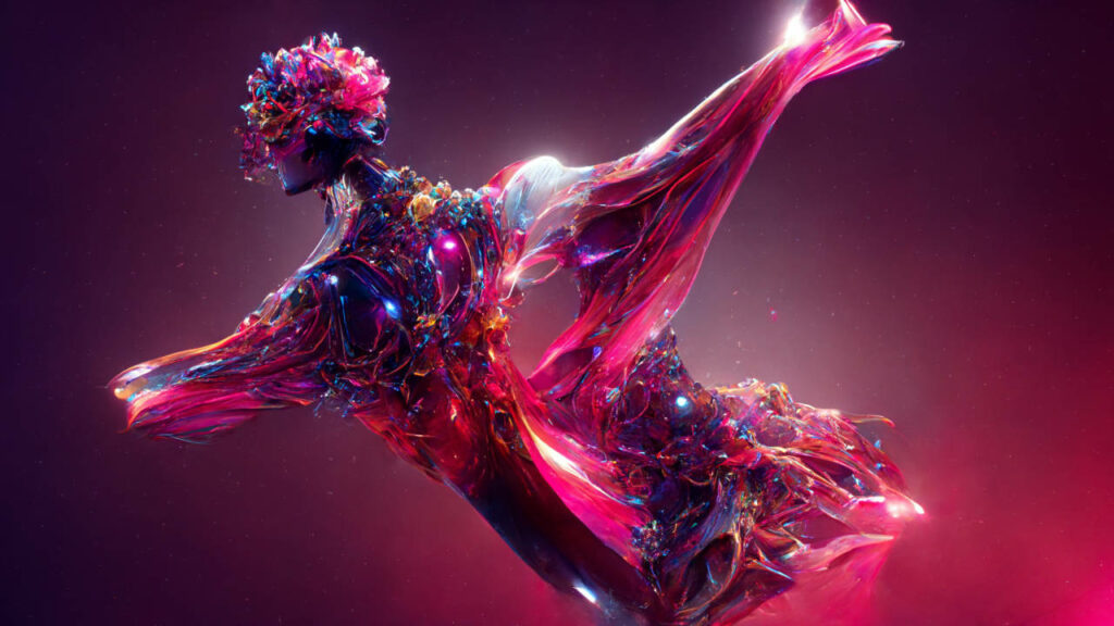 Striking Magenta Abstract Wallpaper with Fluid Human Figure Design