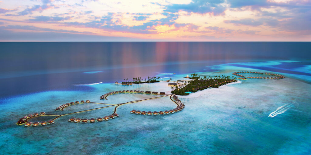 Stunning Maldives Radisson Blu Aerial View - Luxury Overwater Villas Wallpaper