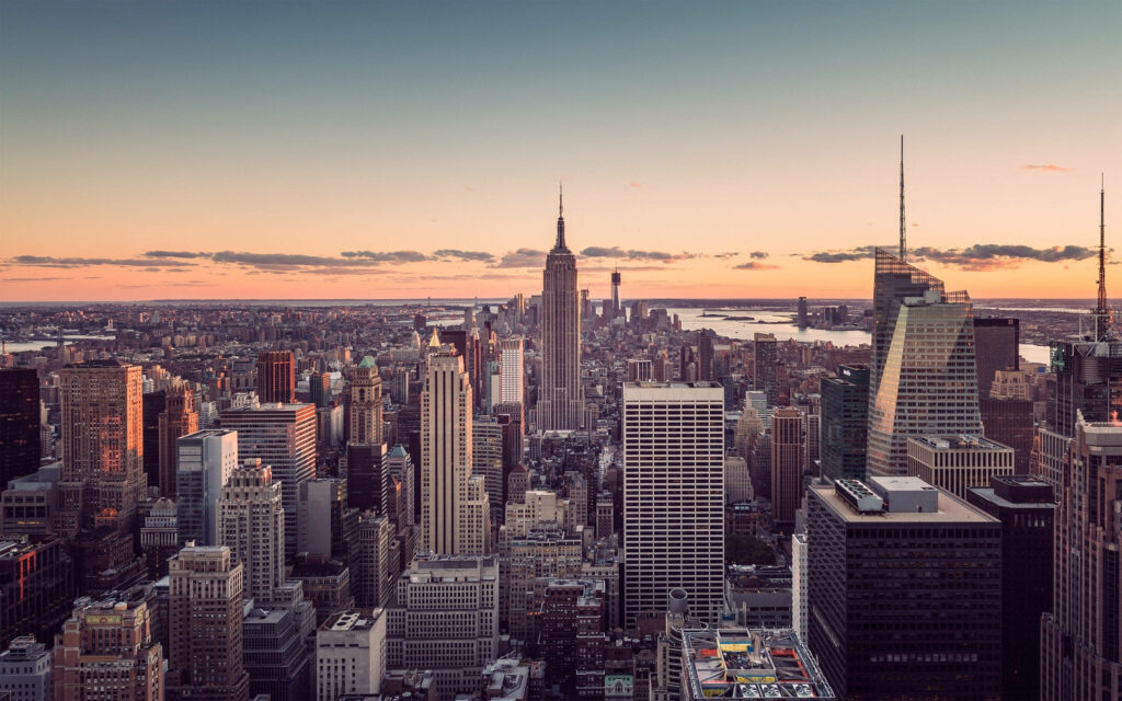 Stunning Manhattan Skyline at Sunset - Empire State Building Wallpaper