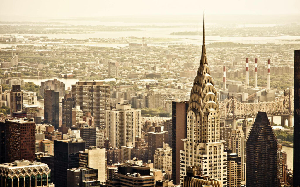 “Stunning Manhattan Skyline Wallpaper featuring Chrysler Building”