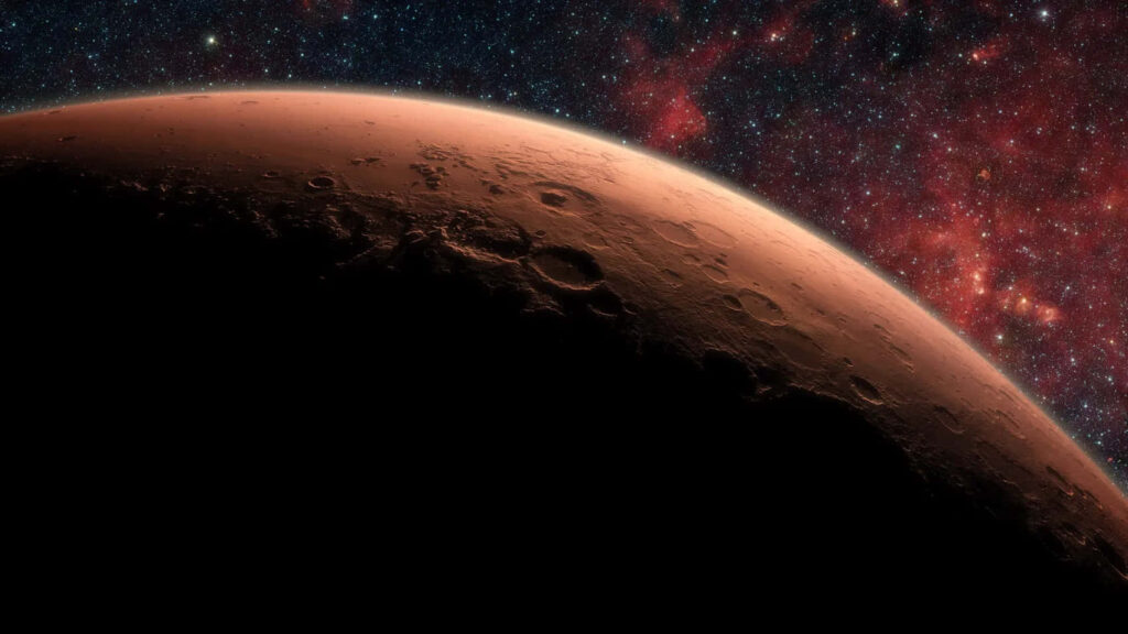 Stunning Mars Wallpaper: Detailed Craters & Vibrant Cosmic Background