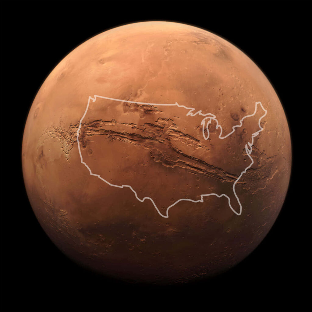 Stunning Mars Wallpaper: Red & Cream Surface with Rugged Terrain Features