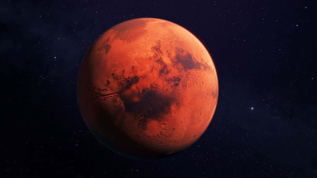 Stunning Mars Wallpaper: Soft Glow in Starry Cosmos Background