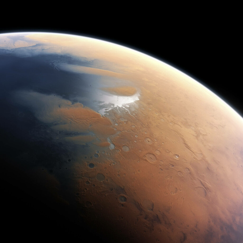 Stunning Mars iPhone Wallpaper: Vibrant Red & Orange Crater View