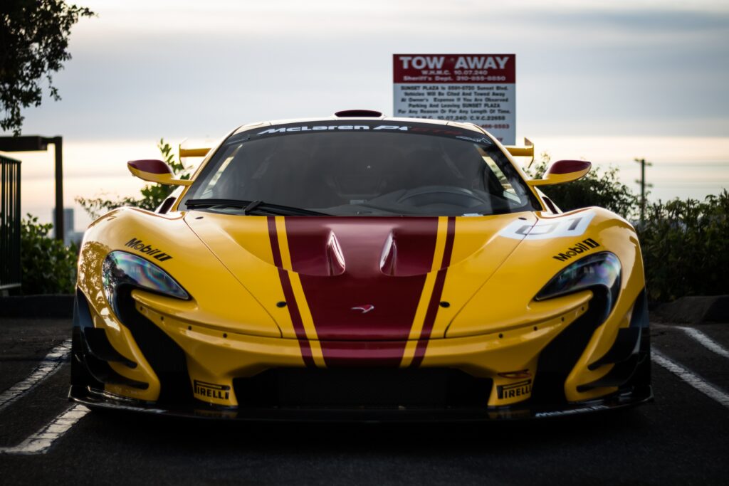 Stunning McLaren P1 GTR Wallpaper: Yellow & Red Luxury Sports Car