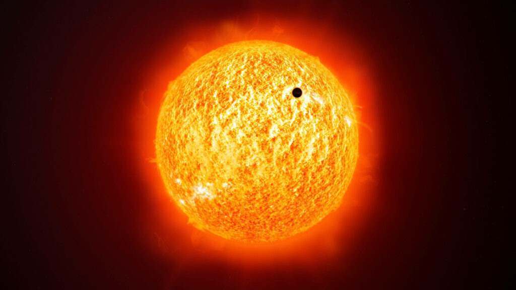 Mercury Orbiting the Sun: Fiery Wallpaper Background Image