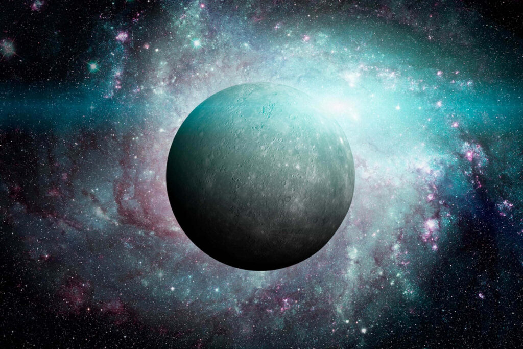 Stunning Mercury Wallpaper: Textured Surface & Cosmic Starry Background