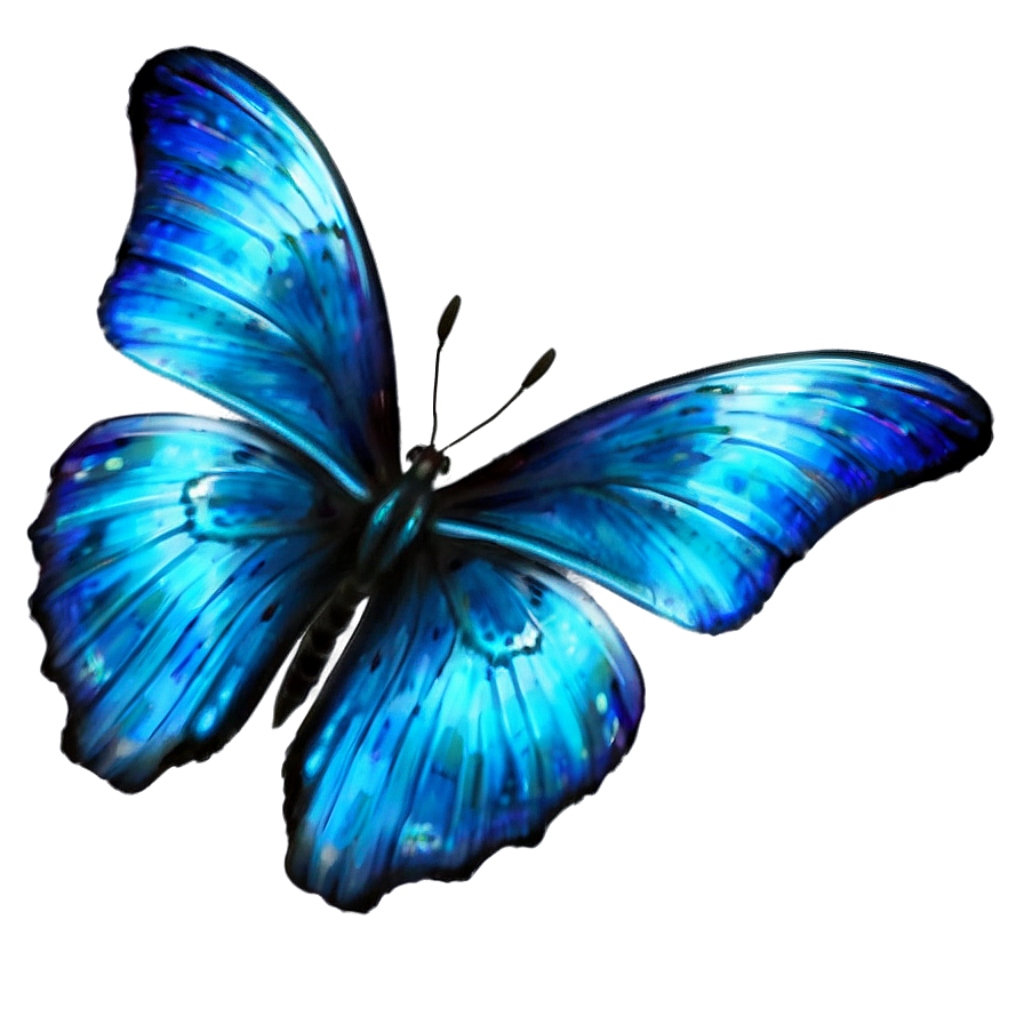 Elegant Metallic Blue Butterfly Wallpaper with Intricate Patterns
