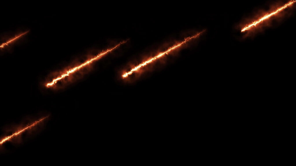 Fiery Meteor Wallpaper: Dynamic Night Sky with Glowing Trailing Lights
