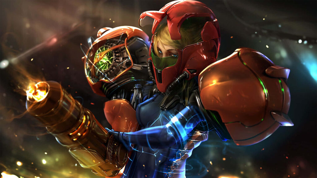Stunning Metroid Dread Wallpaper: Fearless Samus Aran in Action