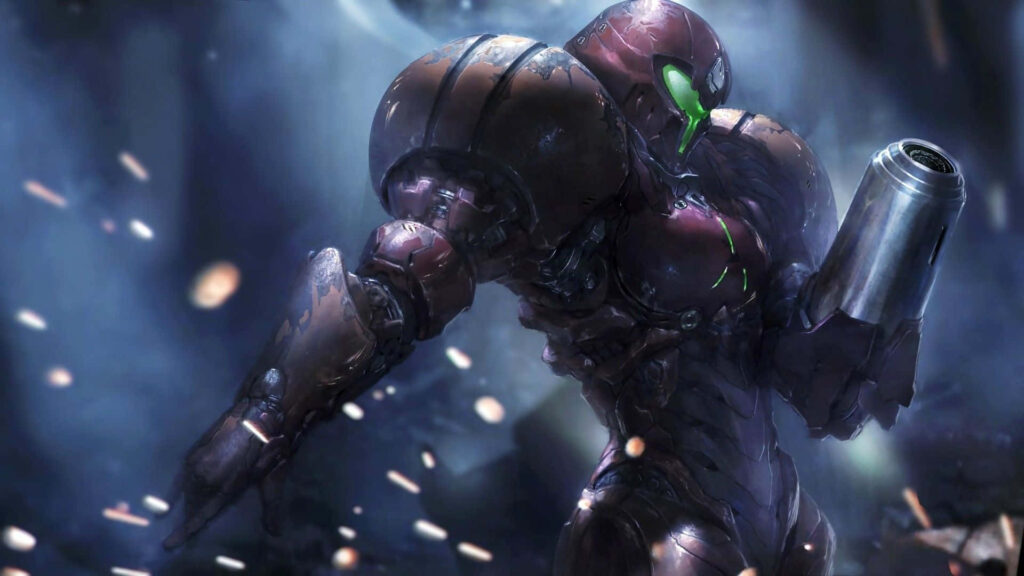 Stunning Metroid Dread Wallpaper: Samus Aran in Dark Adventure