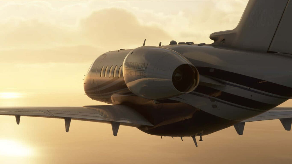 Microsoft Flight Simulator: Stunning Aircraft in Sunset Sky Wallpaper