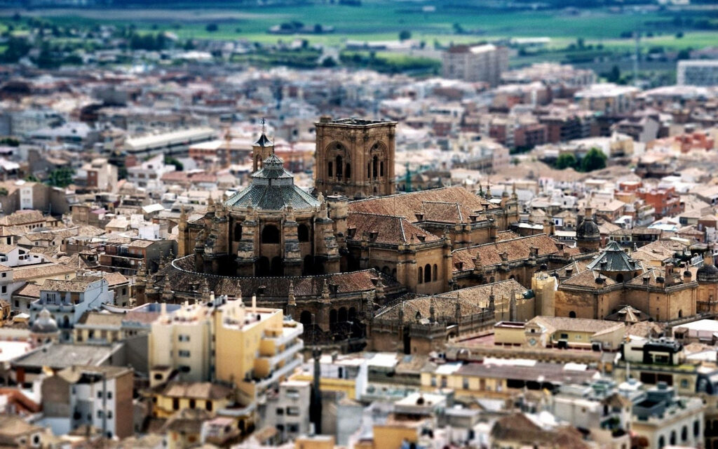 Miniature Ancient City Wallpaper: Intricate Architecture & Lush Greenery