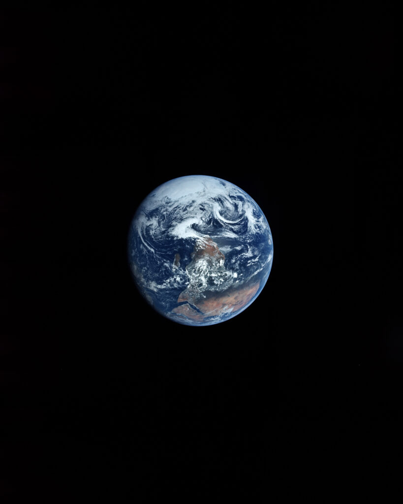 Stunning Minimalist Earth Wallpaper in Space - Vibrant Contrast