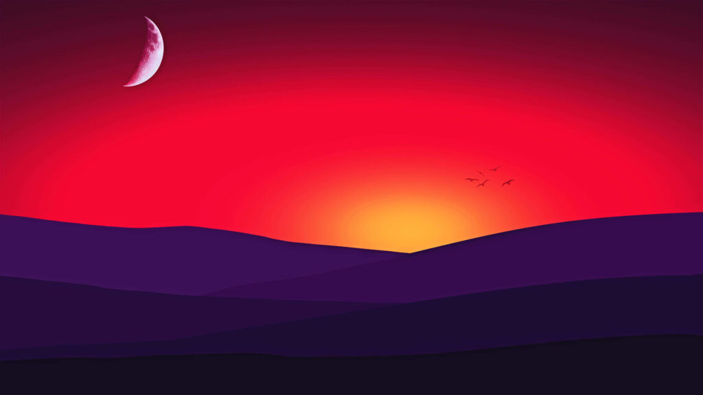 Breathtaking Minimalist Sunset Wallpaper: Vibrant Gradient Sky