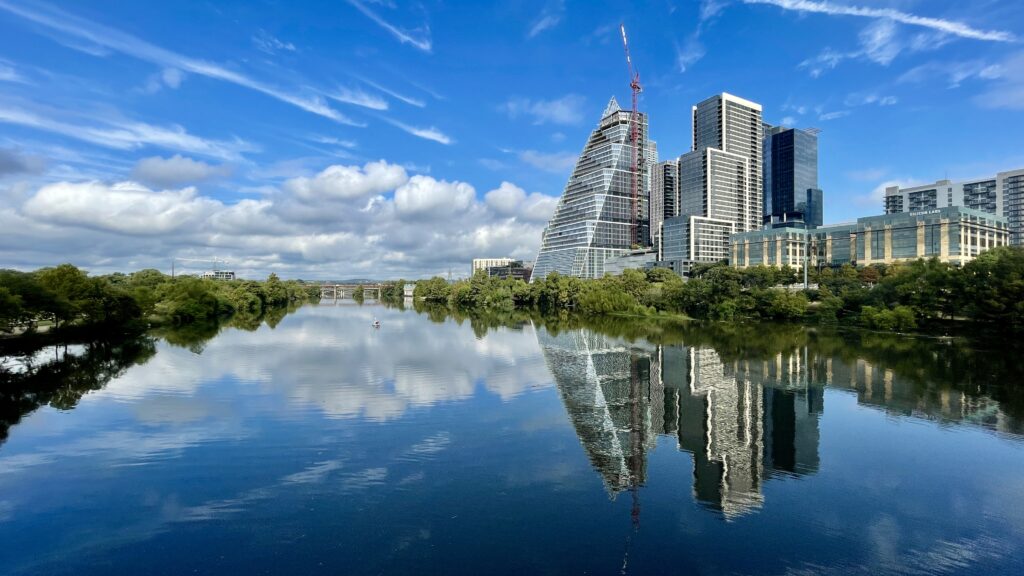 Stunning Modern Architecture Wallpaper Reflected on Calm Water