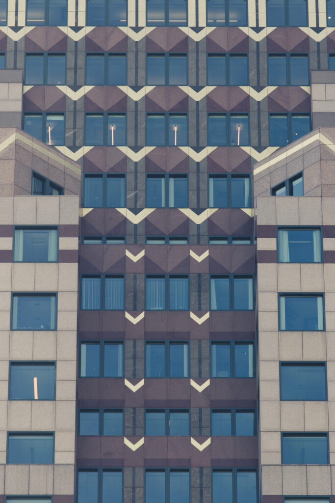 Stunning Modern Building Facade Wallpaper with Geometric Design