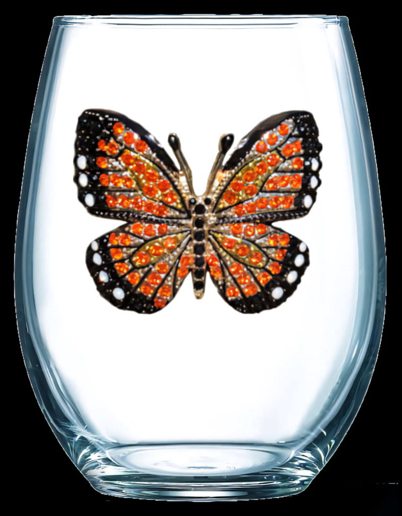 Elegant Monarch Butterfly Wallpaper Design in Transparent Glass