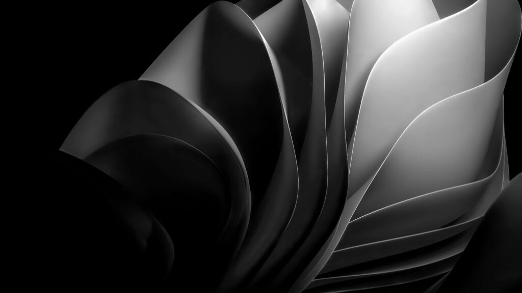 Stunning Monochrome Origami Wallpaper: Flowing Shapes & Depth