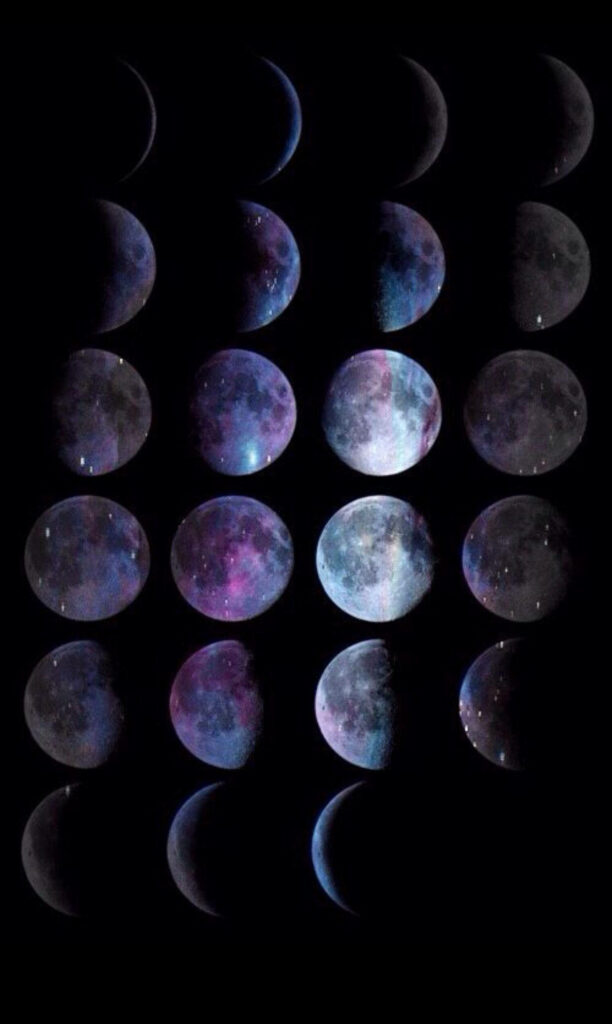 Stunning Galaxy Moon Phases Wallpaper | Vibrant Cosmic Colors