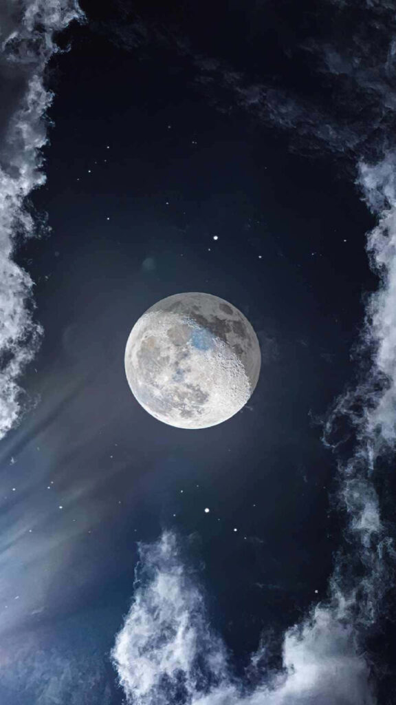 Bright Moon Wallpaper: Stunning Night Sky with Dramatic Clouds