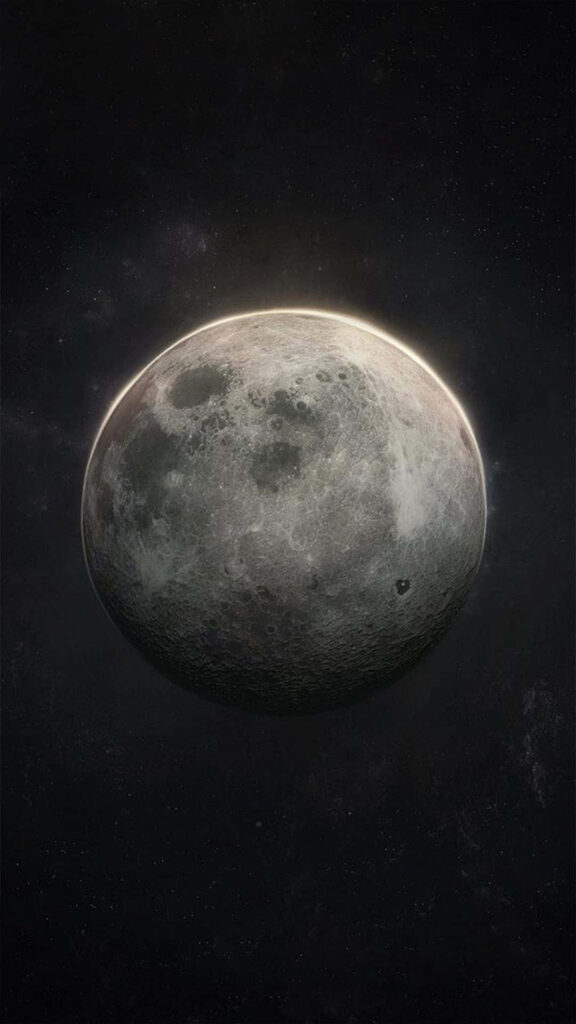 Stunning iPhone Wallpaper: Detailed Moon View Against Cosmic Background
