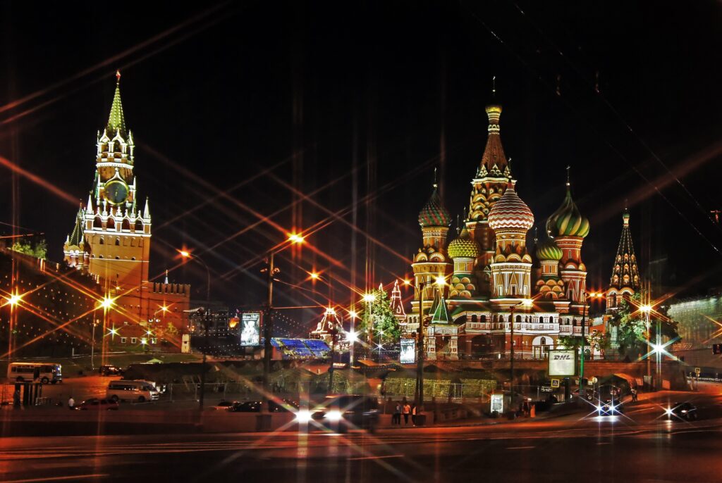 Stunning Moscow Red Square Evening Wallpaper with St. Basil's Cathedral