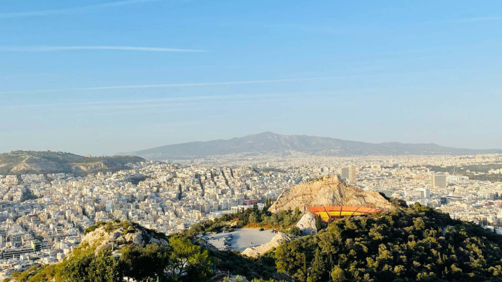 Scenic Mount Lycabettus Amphitheater: Vibrant Athens Wallpaper