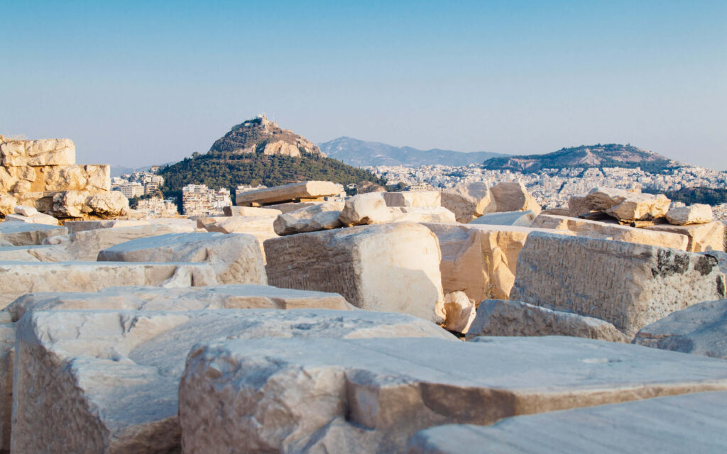 Epic Mount Lycabettus View from Athenian Acropolis Wallpaper Background