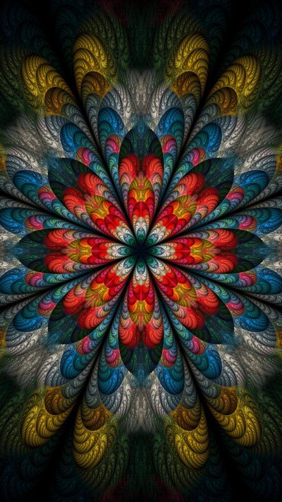 Vibrant Multicolored Fractal Flower Wallpaper - High Res 3600x6400