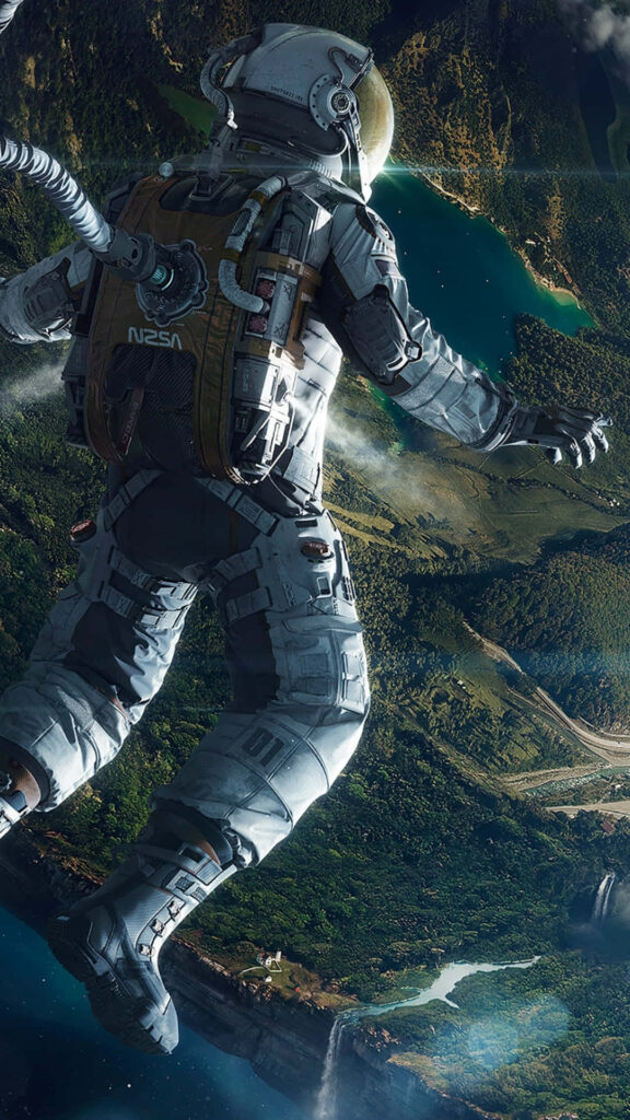 Stunning iPhone Wallpaper: NASA Astronaut in Space with Earth View