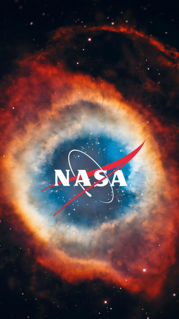 Vibrant NASA Logo iPhone Wallpaper Against Mesmerizing Nebula