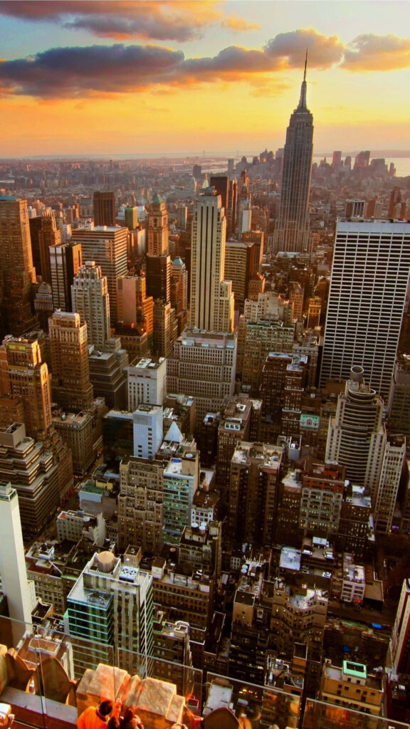 Stunning NYC Skyline at Sunset: Iconic Empire State Wallpaper