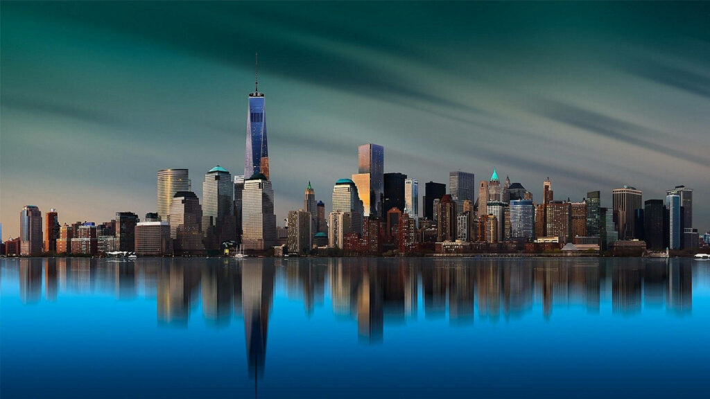 Stunning NYC Skyline Wallpaper: One World Trade Center Reflection