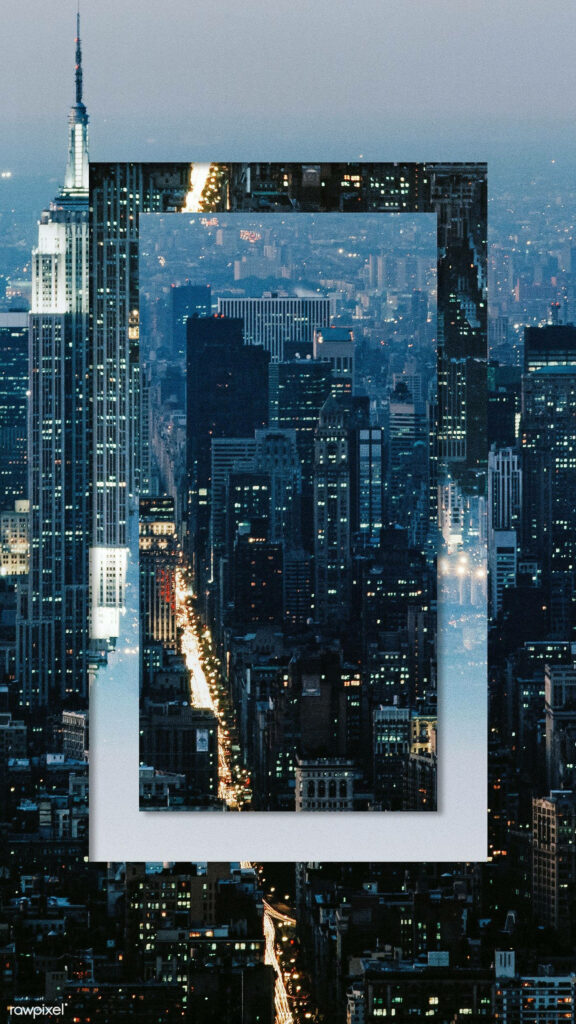 Urban Beauty: New York City Skyline Wallpaper with Unique Frame Effect