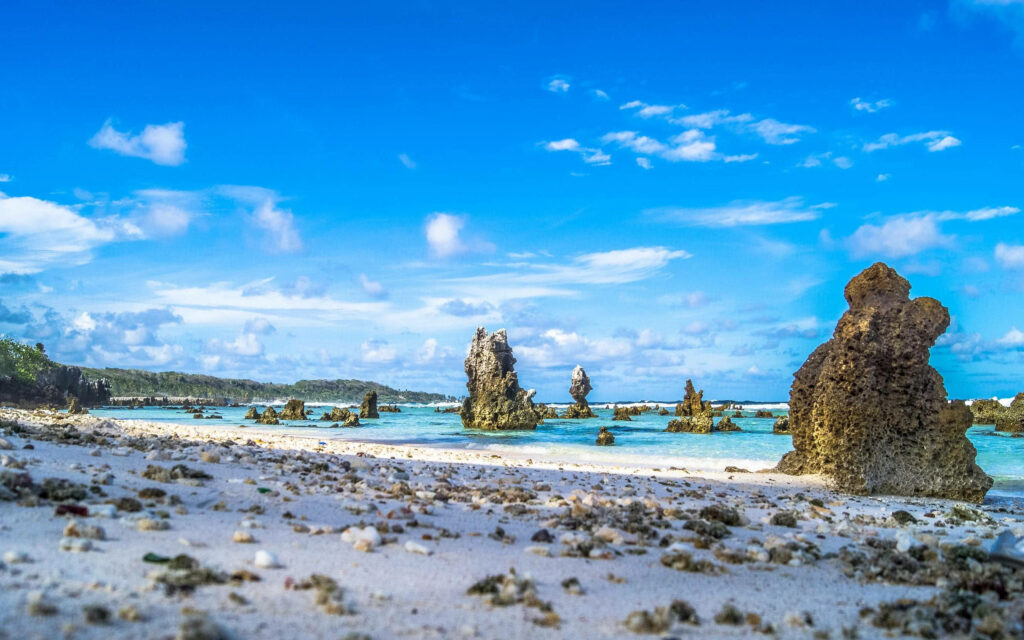 Stunning Nauru Coastal Wallpaper: Vibrant Rock & Coral Landscape