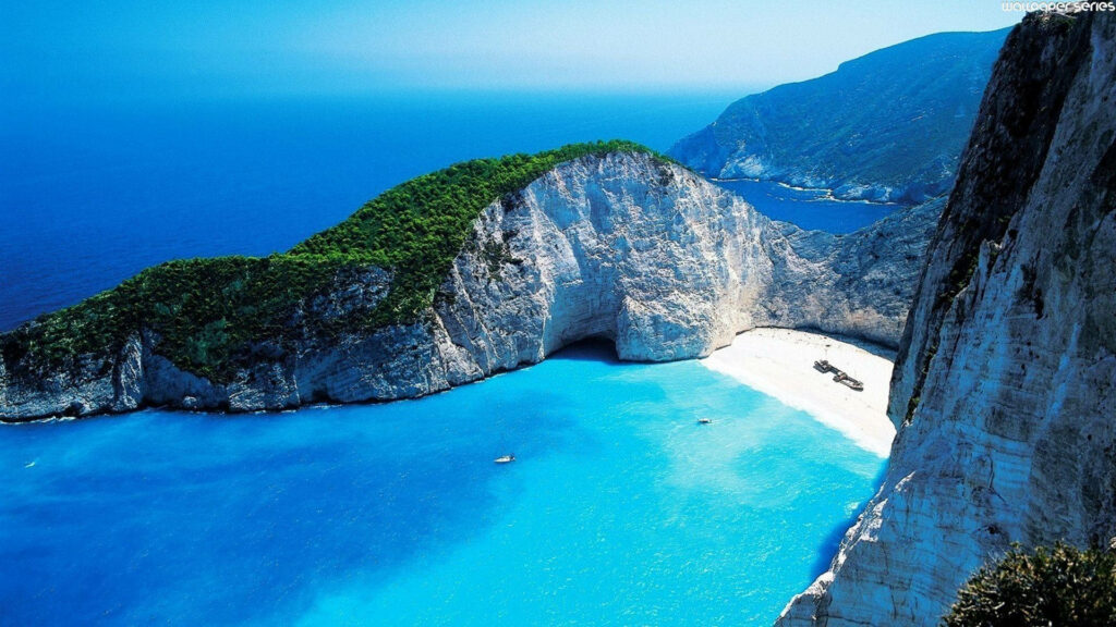Breathtaking Navagio Beach Wallpaper: Crystal Waters & Cliffs in Greece